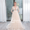 Latest Bridal Wedding Gowns Vestido de noiva Charming Deep V-Neck Lace Appliqued and Beaded A-Line Wedding Dress 2020